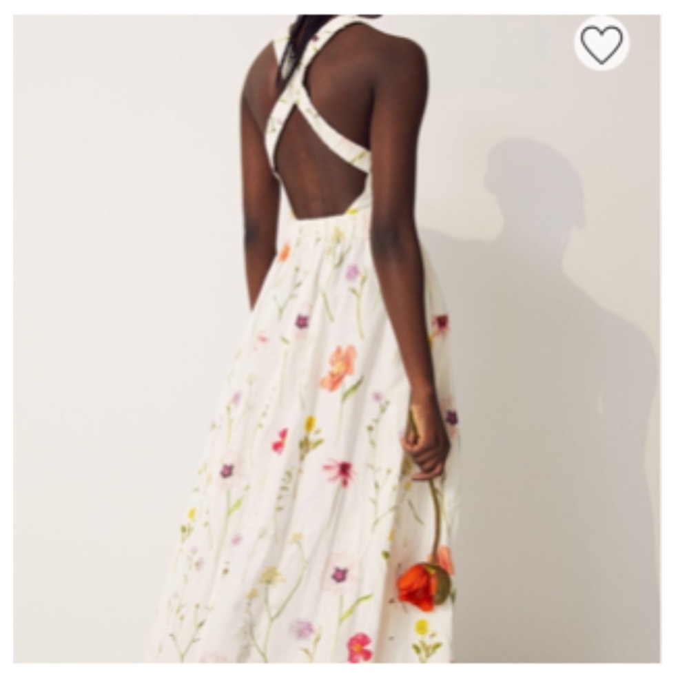 NWT H&M Linen Blend Wildflower Dress Size Small